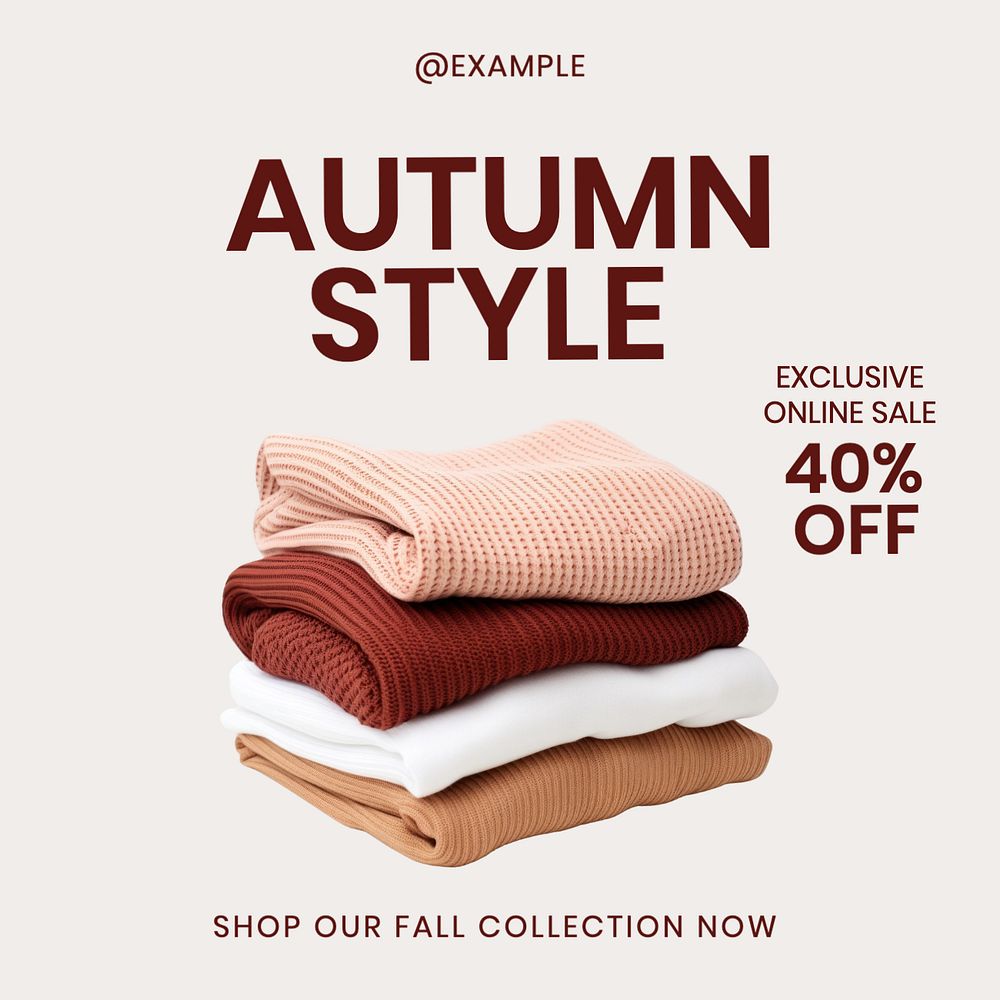 Autumn style Instagram post template, editable text