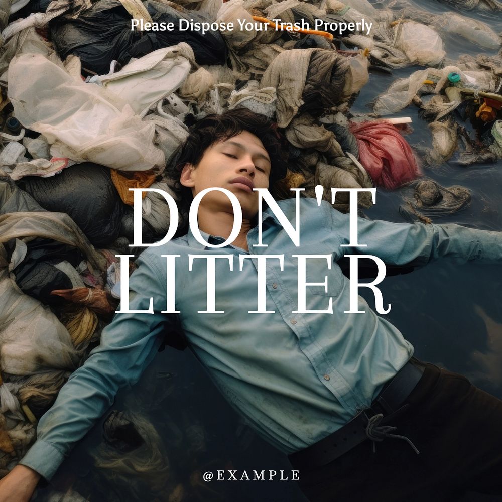 Don't litter Instagram post template, editable text