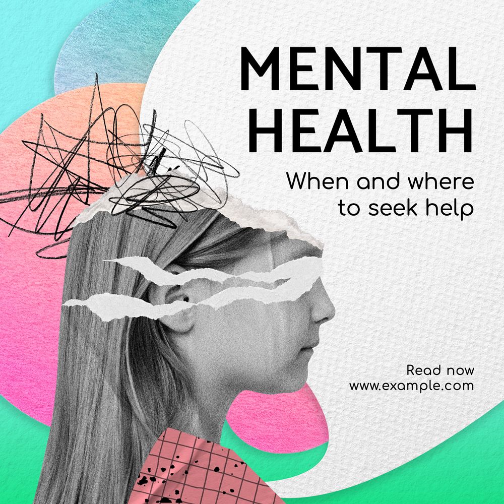 Mental health care Instagram post template, editable text