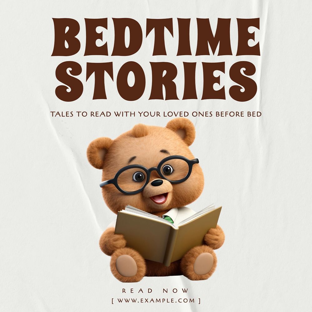 Bedtime stories Instagram post template, editable text