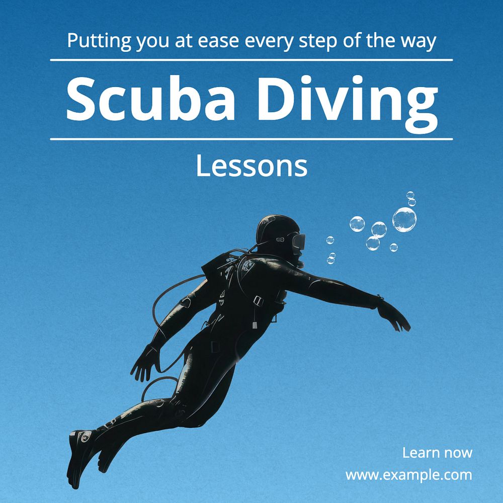 Scuba diving lessons Instagram post template, editable text