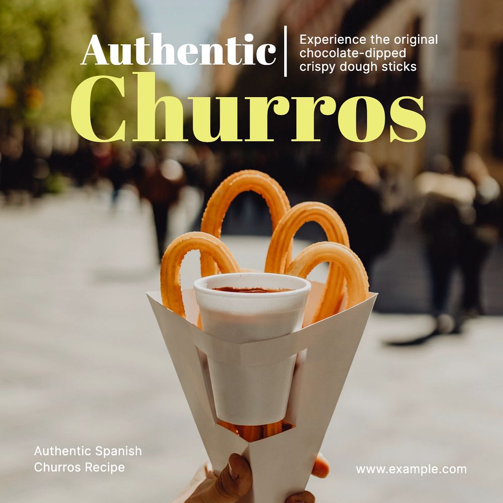 Authentic Churros  Instagram post template, editable text