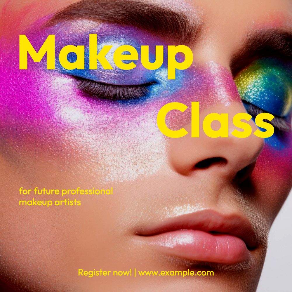 Makeup class Instagram post template, editable text