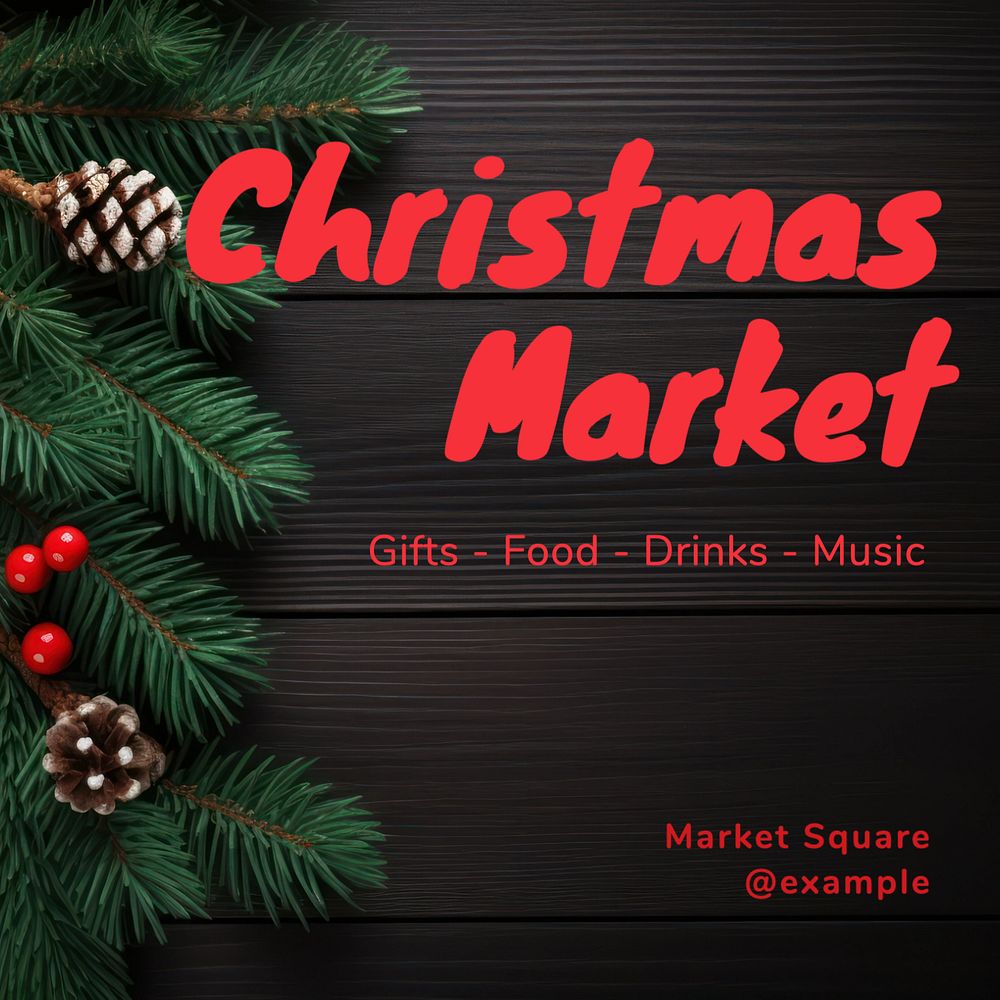 Christmas market Instagram post template, editable text