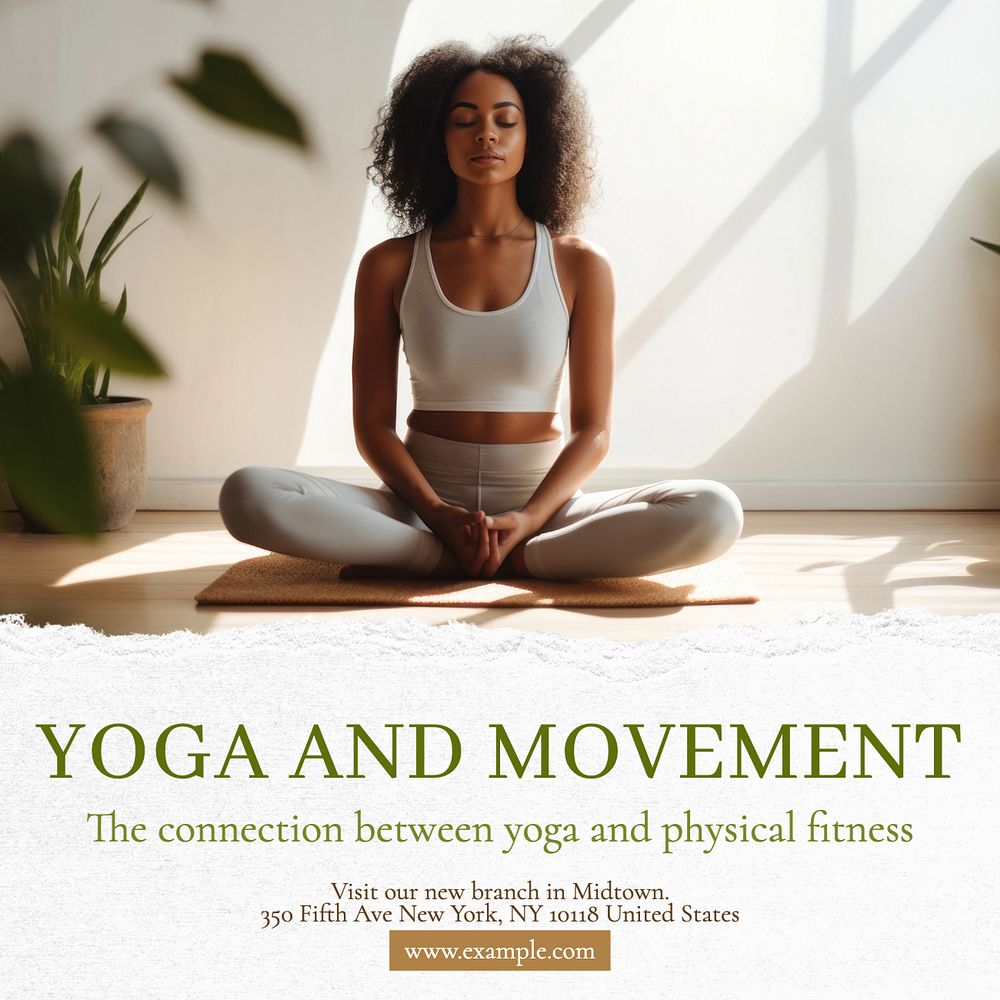 Yoga and movement Instagram post template, editable text