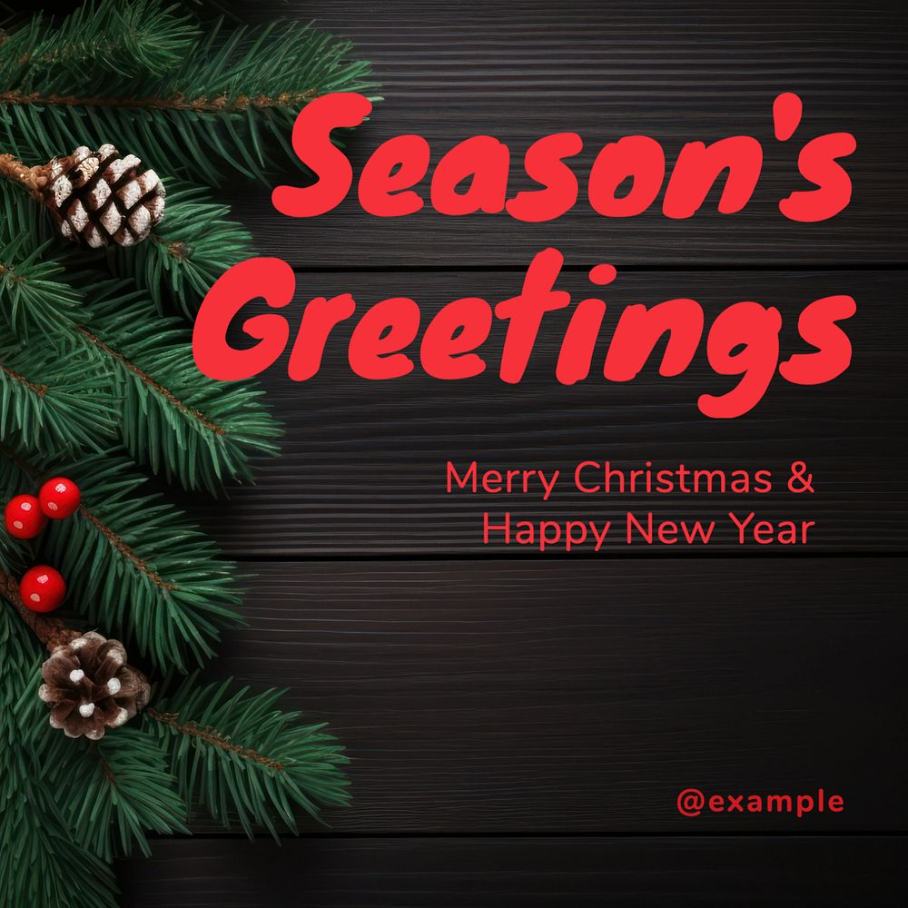 Season's greetings Instagram post template, editable text