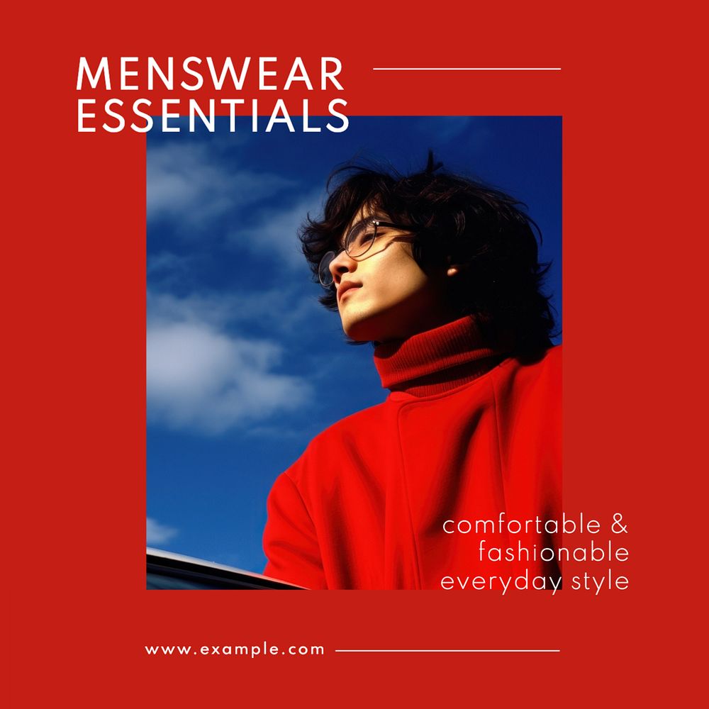 Men's wear essentials Instagram post template, editable text