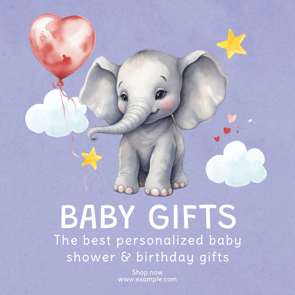 Baby gifts Instagram post template, editable text