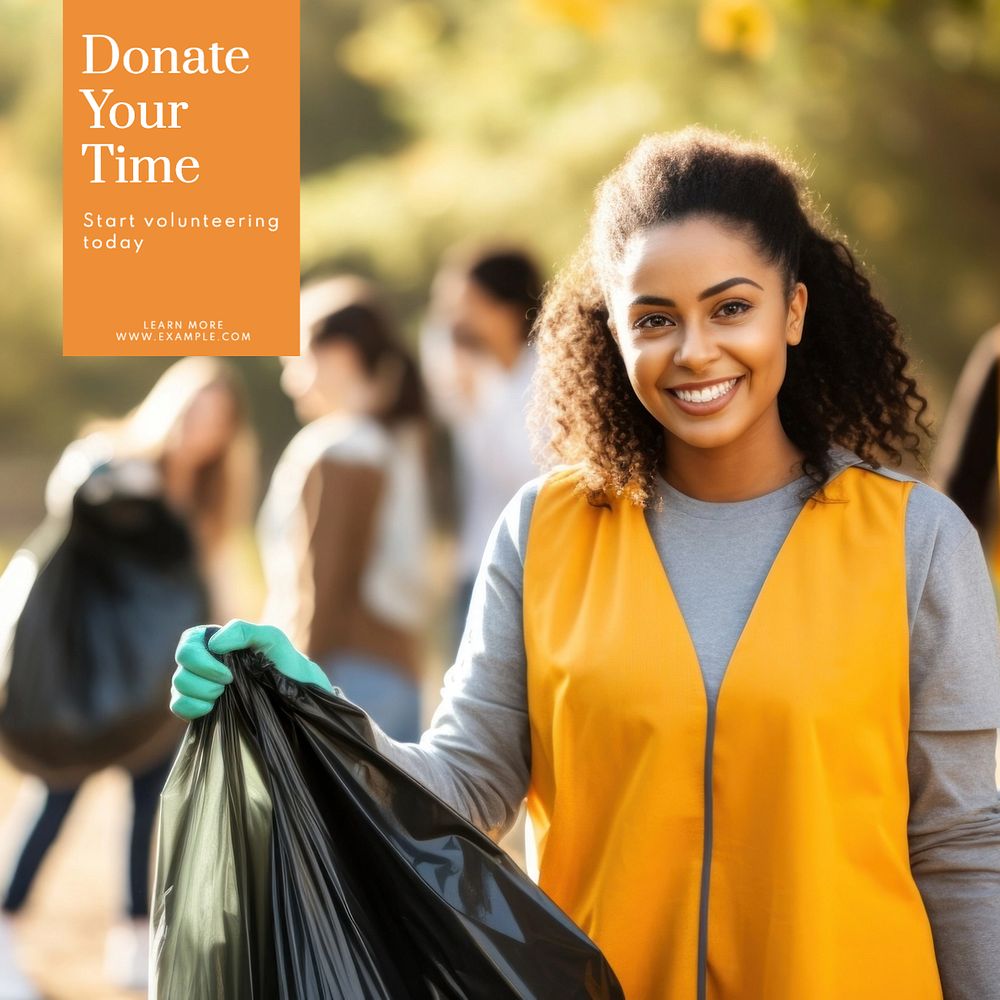 Donate your time Instagram post template, editable text