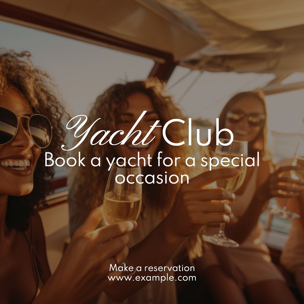 Yacht club Instagram post template, editable text