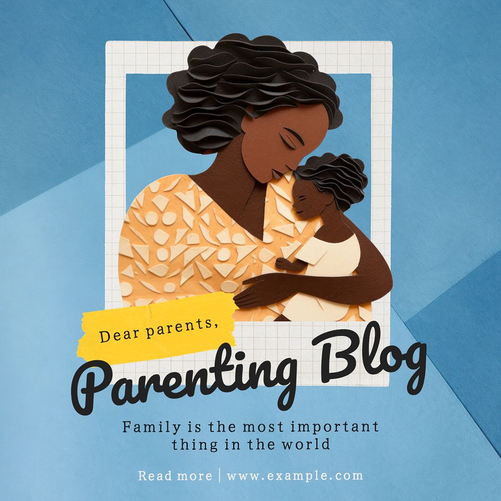 Parenting blog Instagram post template, editable text