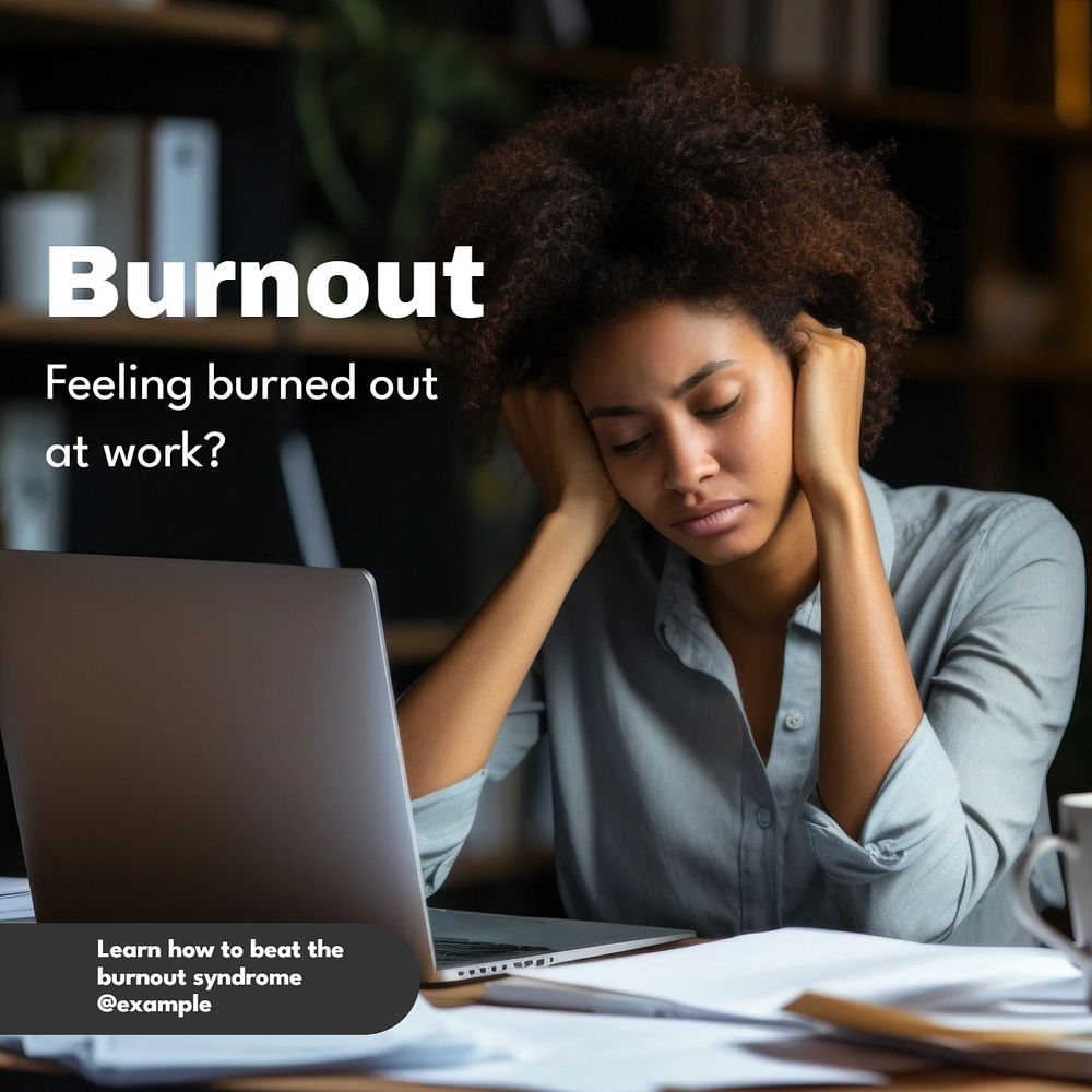 Burnout & stress Instagram post template, editable text