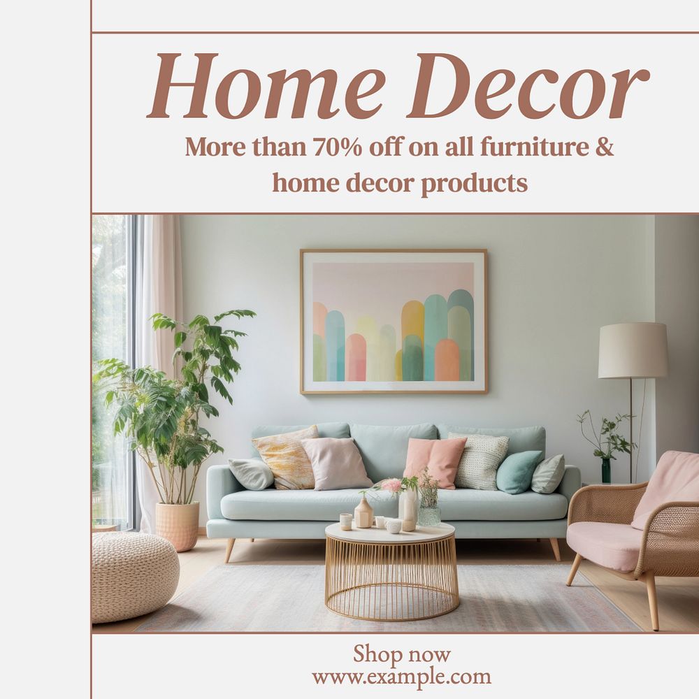 Home decor Instagram post template, editable text