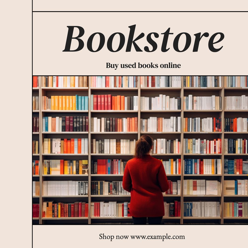 Bookstore Instagram post template, editable text