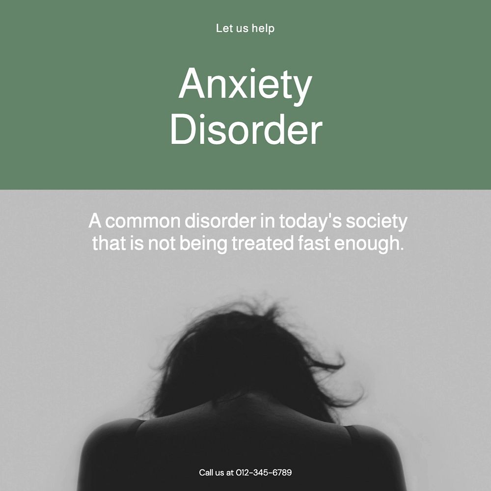 Anxiety & mental health Instagram post template, editable text