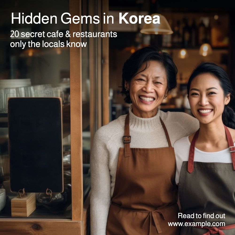 Korea cafe and restaurant Instagram post template, editable text