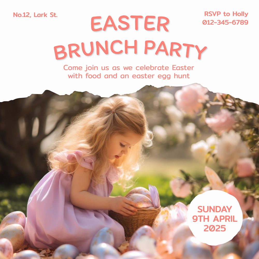 Easter brunch party Instagram post template, editable text