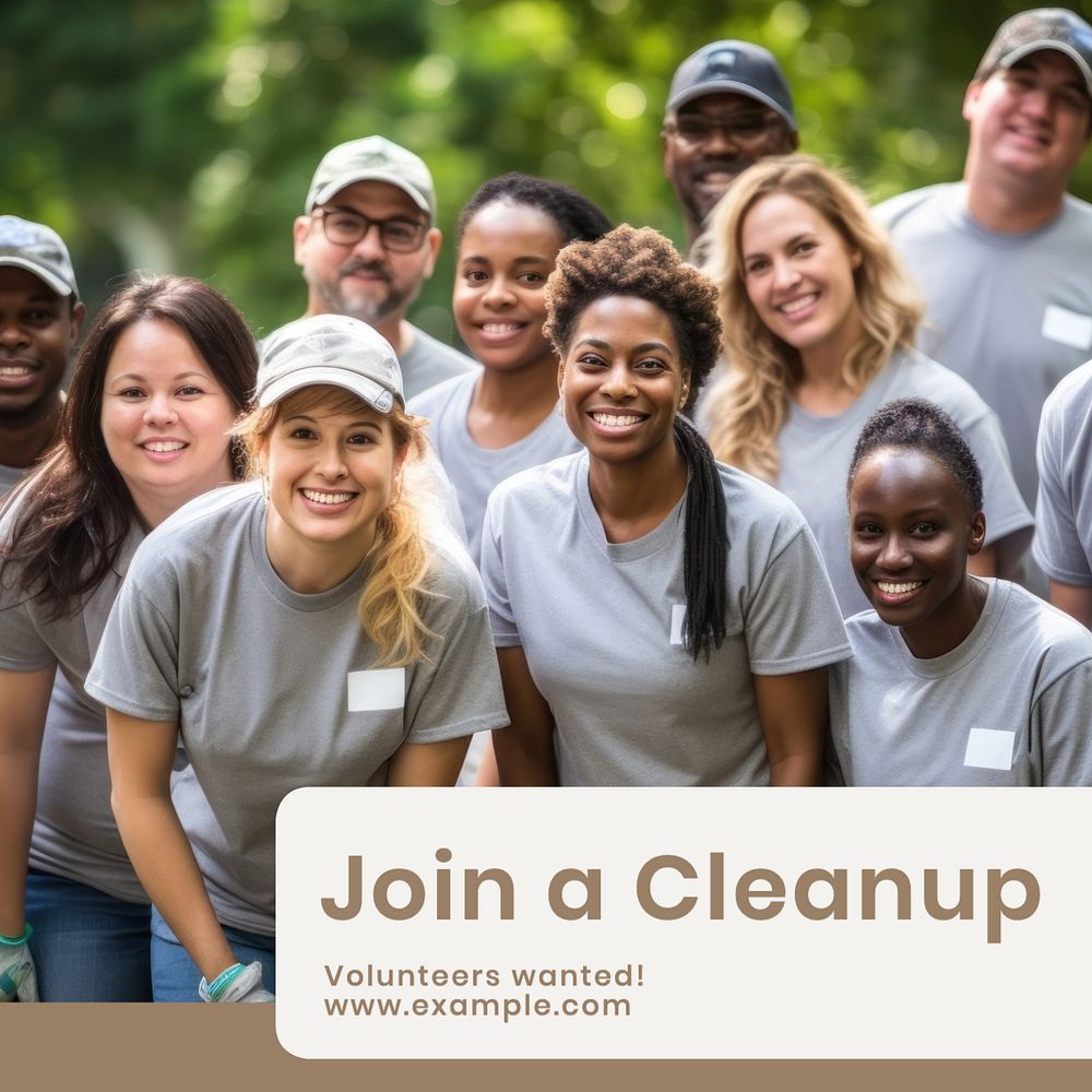 Environmental cleanup Instagram post template, editable text