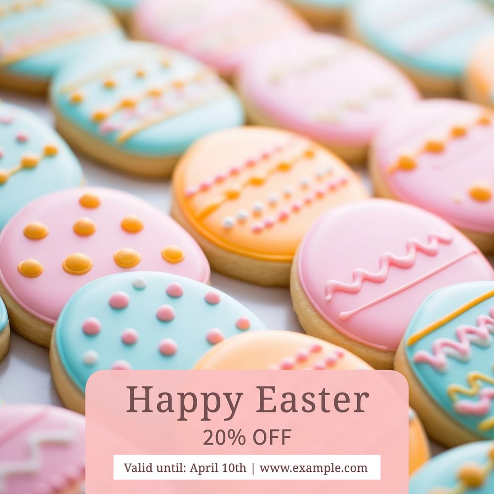 Happy easter Instagram post template, editable text