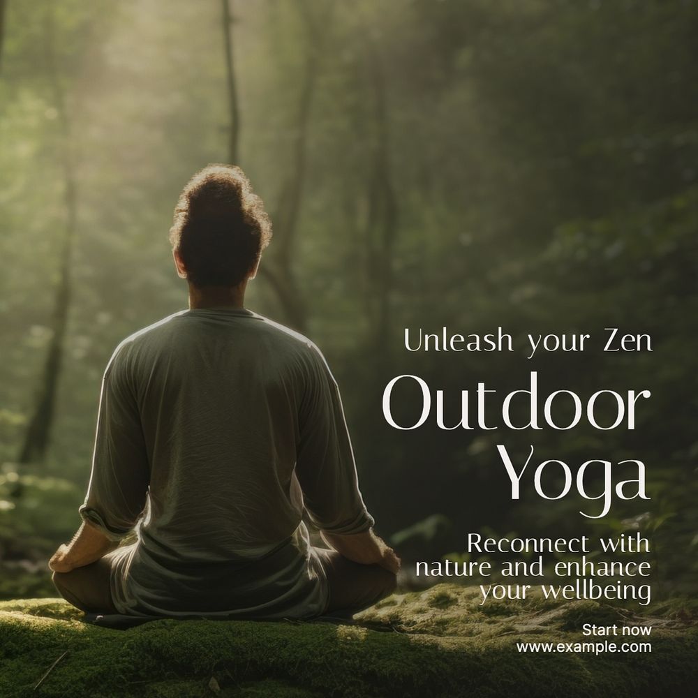 Outdoor yoga Instagram post template, editable text