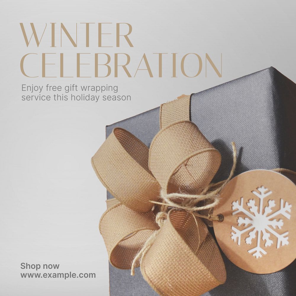 Winter celebration Instagram post template, editable text