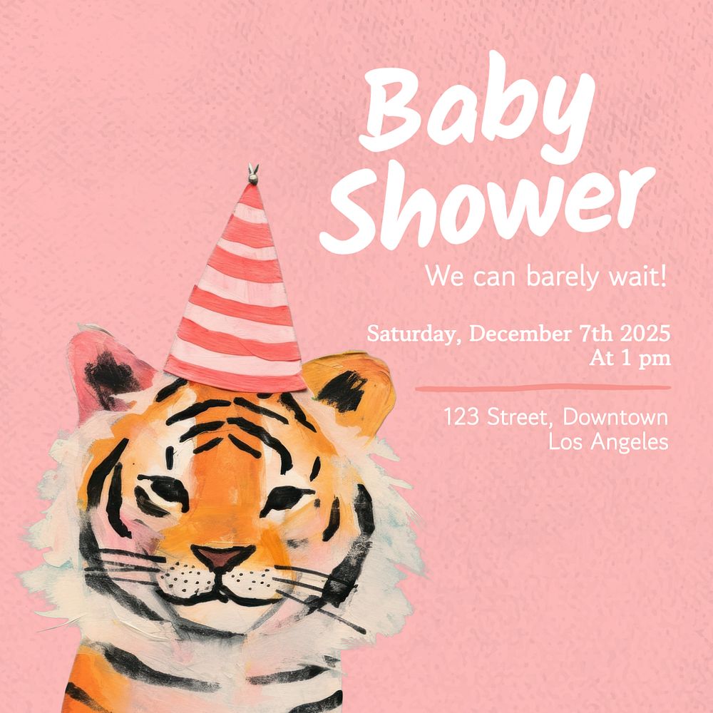 Baby shower Instagram post template, editable text