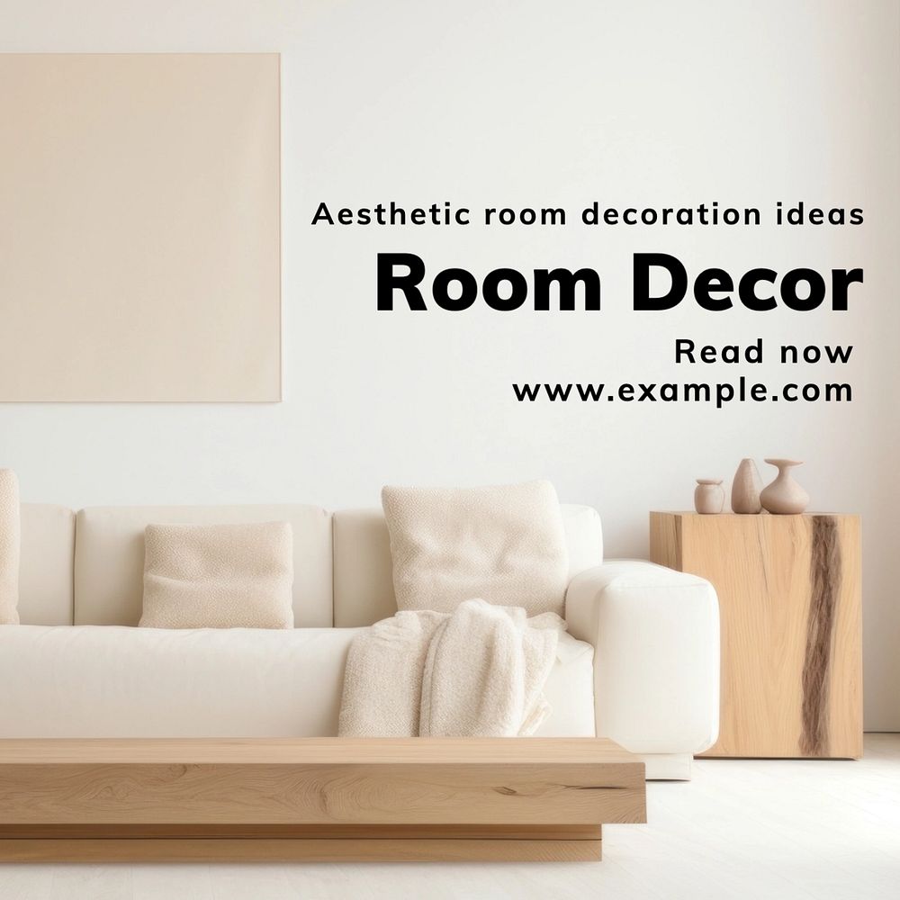 Room decor ideas Instagram post template, editable text