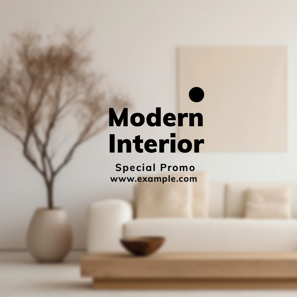 Modern interior Instagram post template, editable text