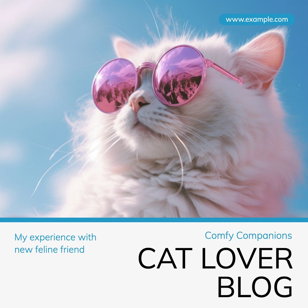 Cat blog Instagram post template, editable text