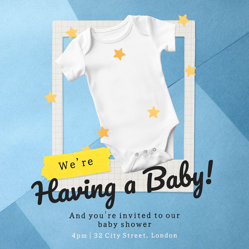 Baby shower Instagram post template, editable text