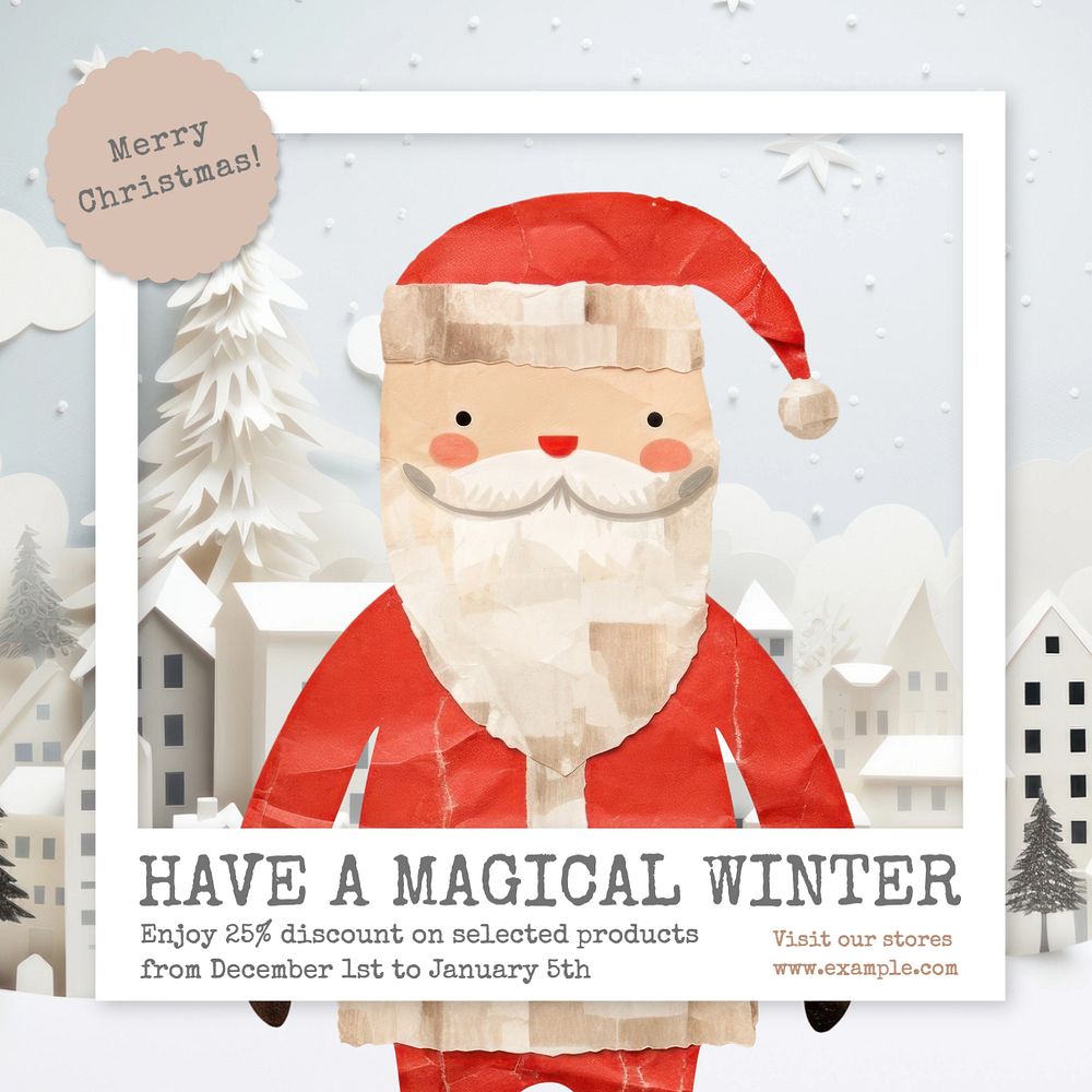 Winter magic sale Instagram post template, editable text