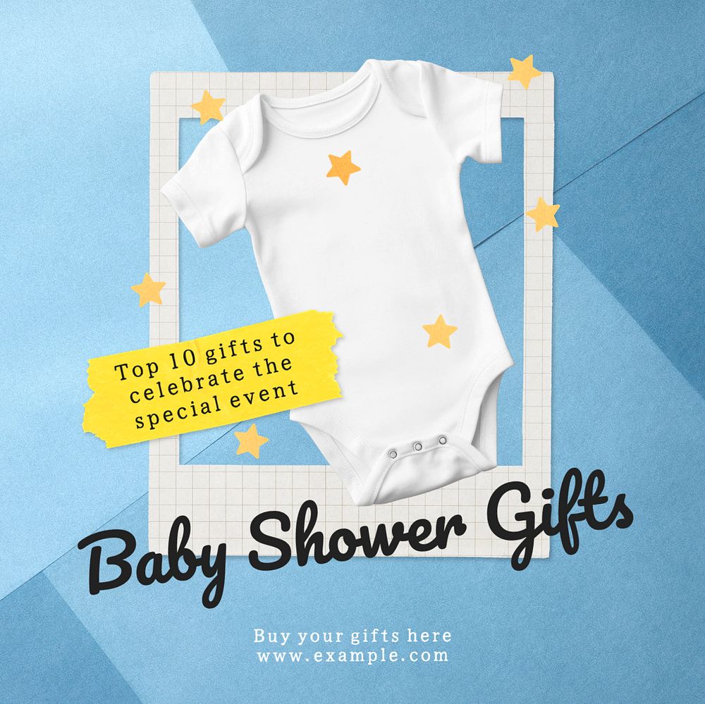 Baby shower gifts Instagram post template, editable text