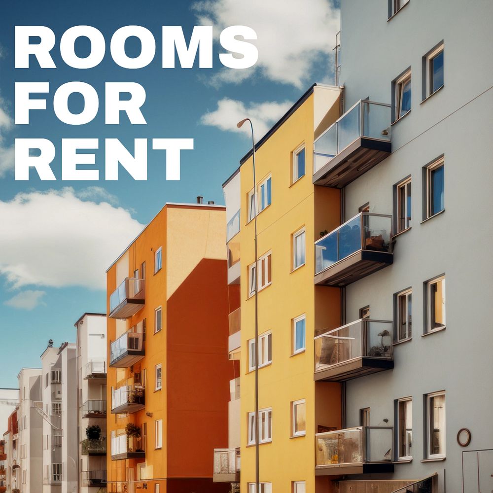 Rooms for Rent Instagram post template, editable text