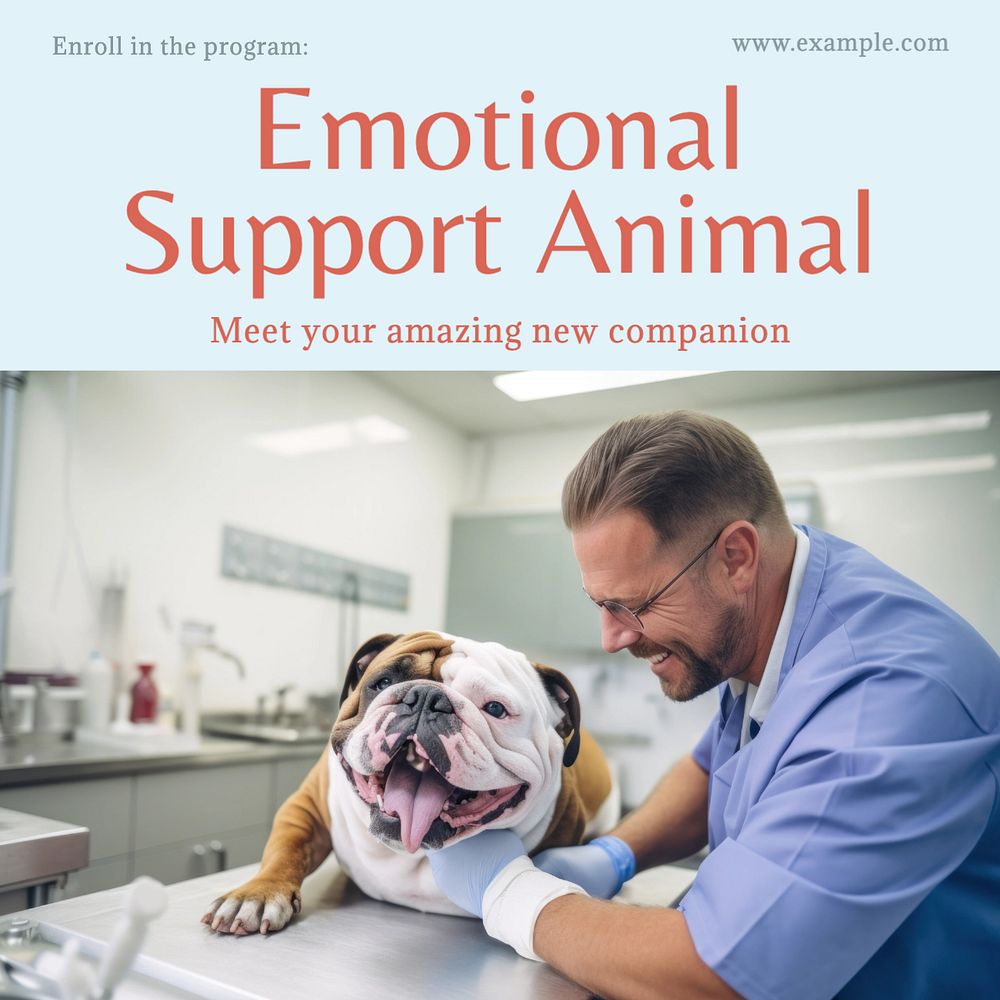 Emotional support animal Instagram post template, editable text