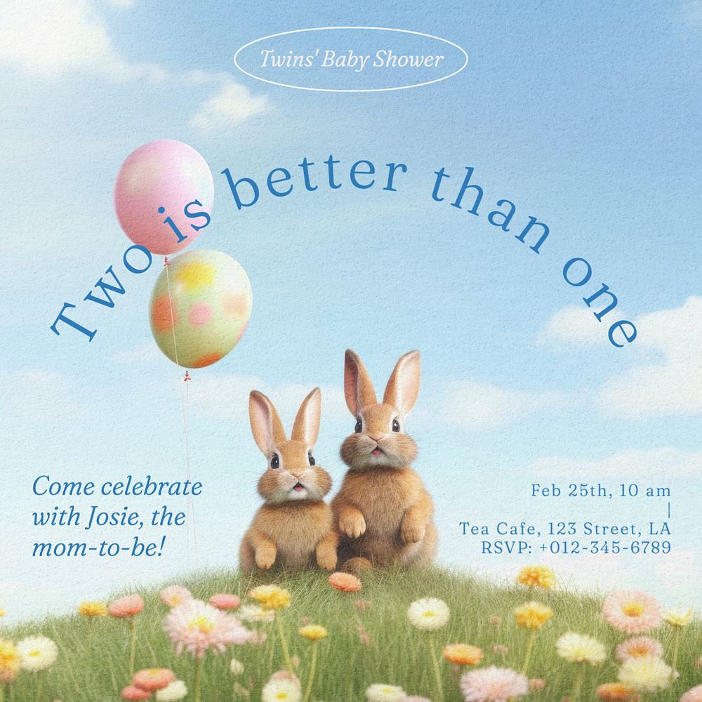 Baby shower Instagram post template, editable text