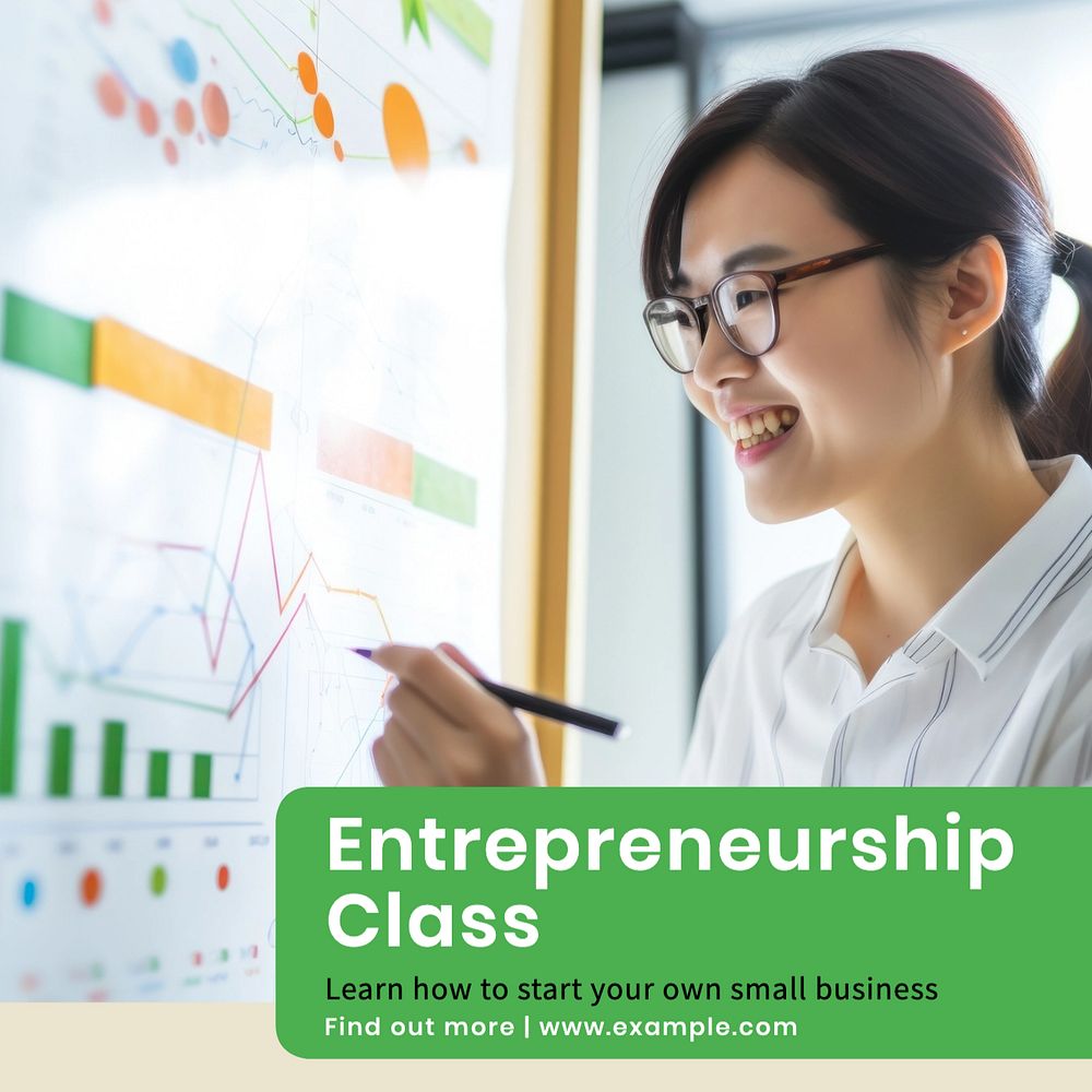 Entrepreneurship class Instagram post template, editable text