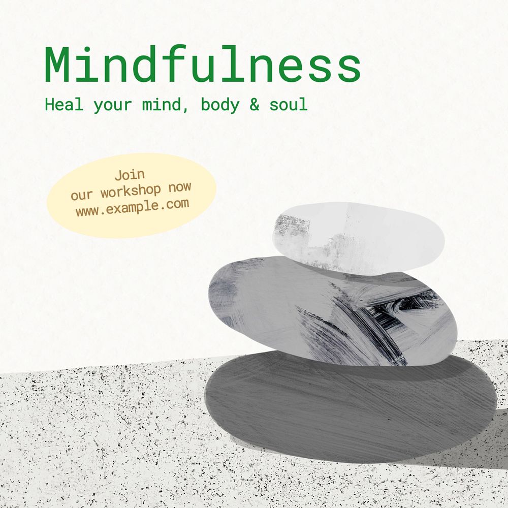 Mindfulness workshop Instagram post template, editable text