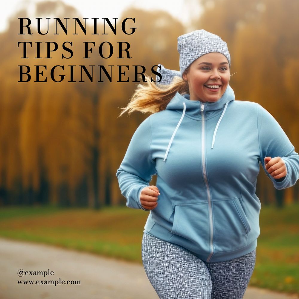 Beginner running tips Instagram post template, editable text