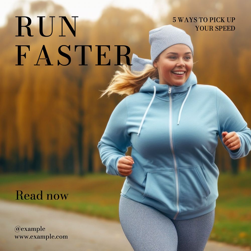 Run faster Instagram post template, editable text