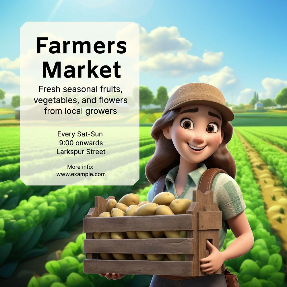 Farmers' market Instagram post template, editable text