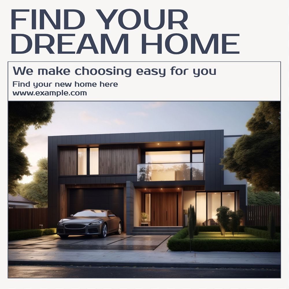 Dream home Instagram post template, editable text