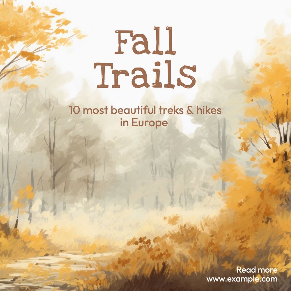 Fall trail Instagram post template, editable text