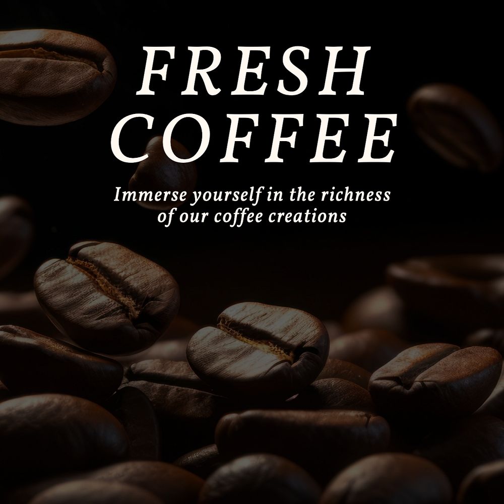 Fresh coffee Instagram post template, editable text