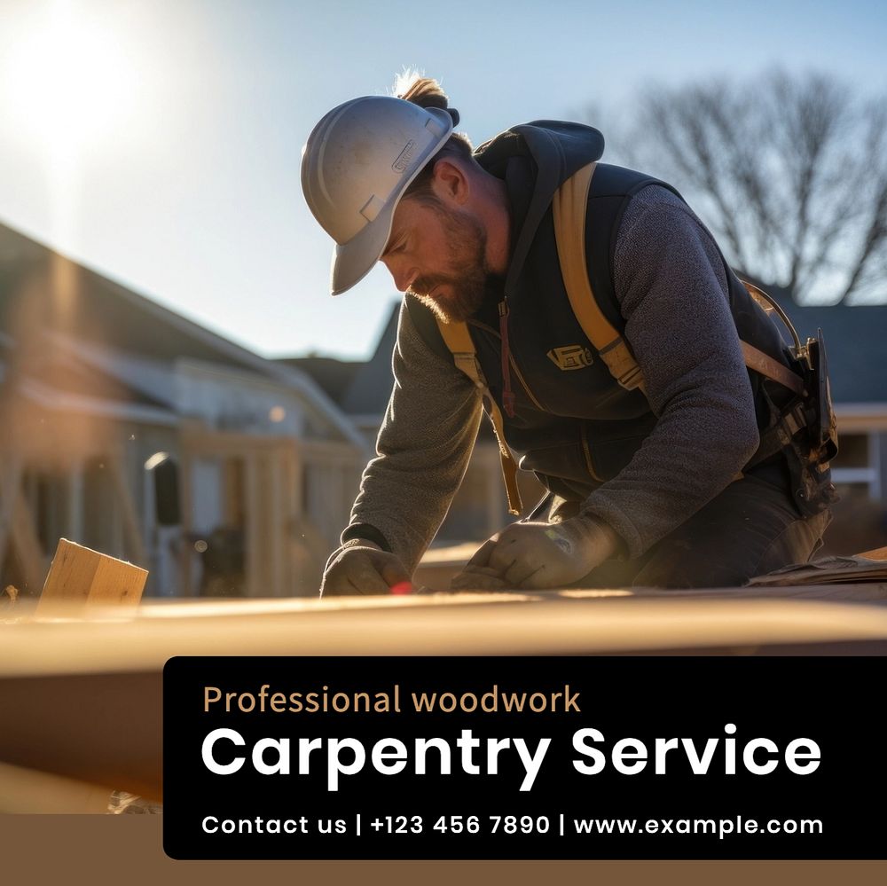 Carpentry service Instagram post template, editable text