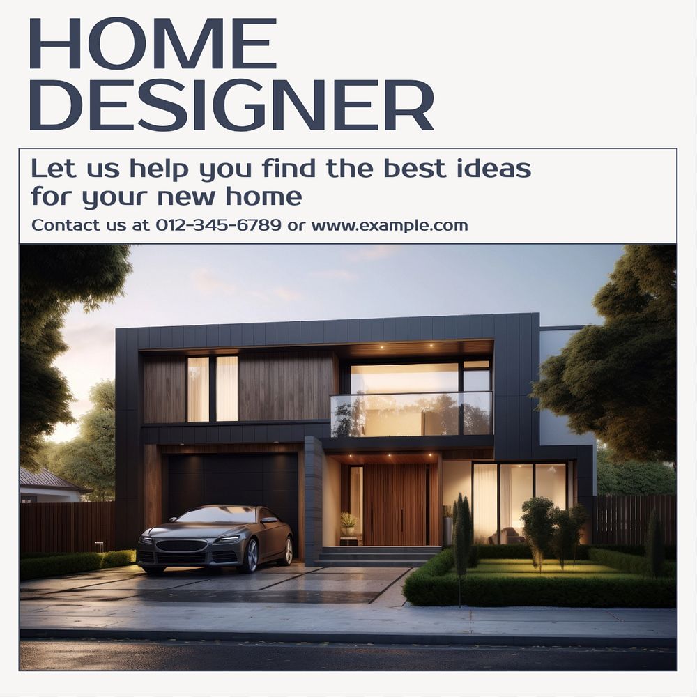 Home designer Instagram post template, editable text