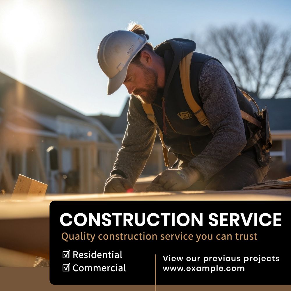 Construction service Instagram post template, editable text