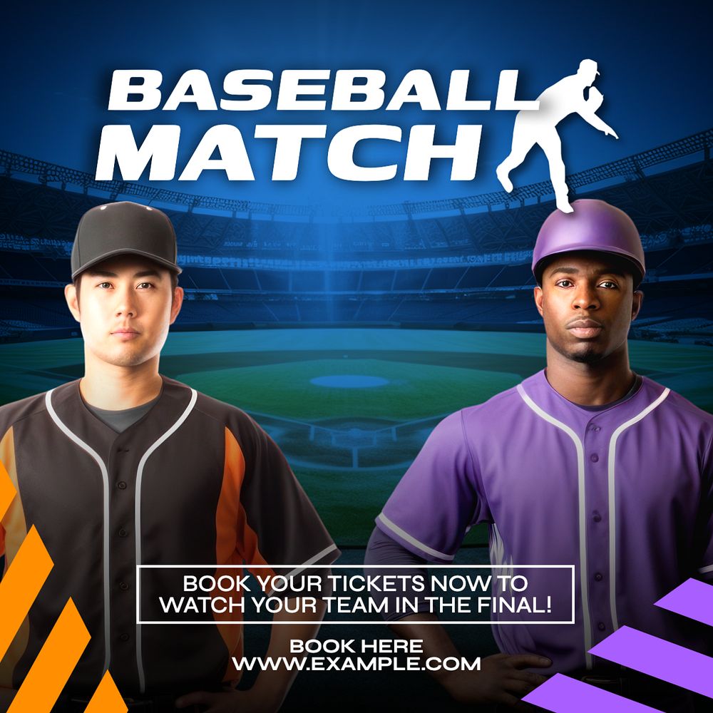 Baseball match Instagram post template, editable design