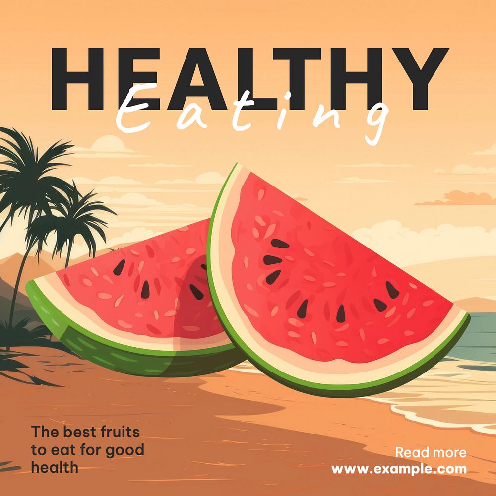 Healthy eating Instagram post template, editable text