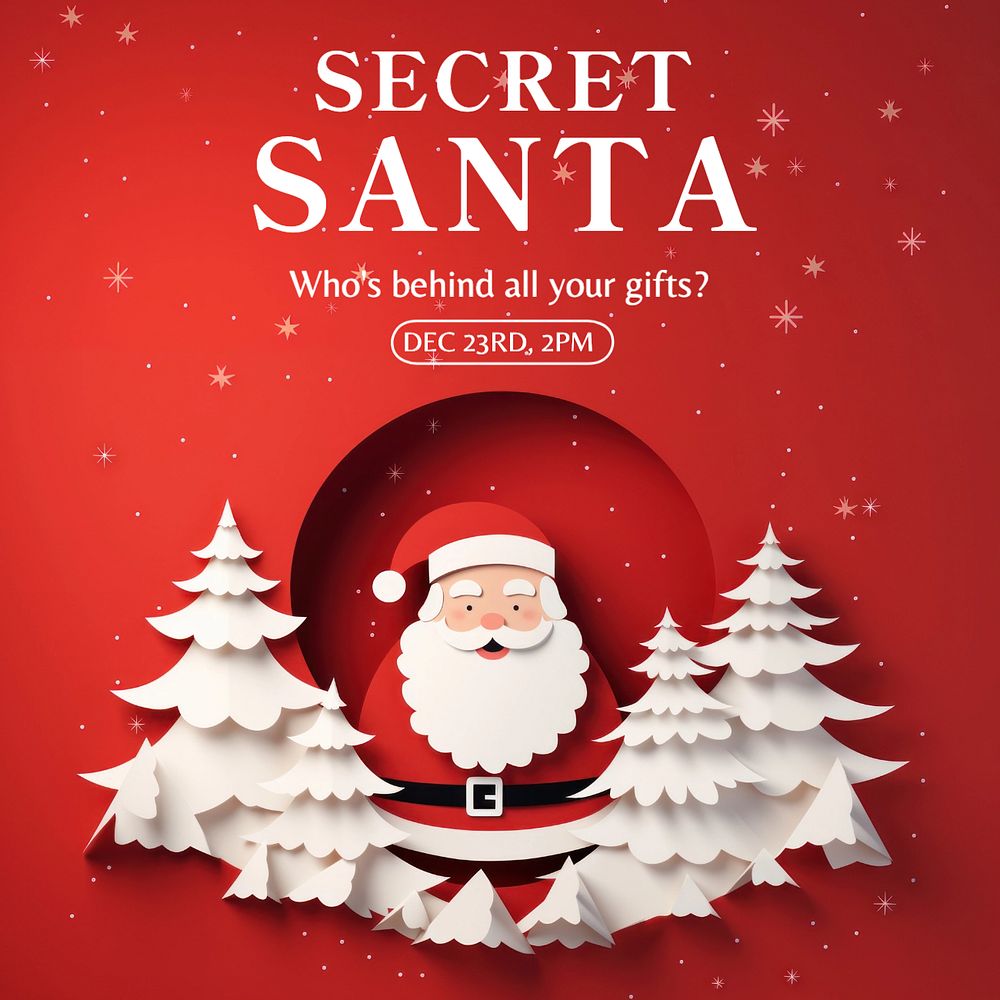 Secret santa Instagram post template, editable text