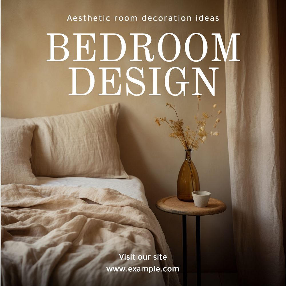 Bedroom design Instagram post template, editable text